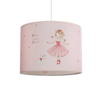 GLOBOSTAR® BALLERINA 204-0015 Παιδικό Κρεμαστό Φωτιστικό Οροφής με Ντουί 1 x E27 AC 220-240V IP20 - Ροζ - Μ28 x Π28 x Υ24cm