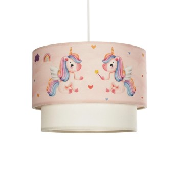 GLOBOSTAR® PONY 204-0016 Παιδικό Κρεμαστό Φωτιστικό Οροφής με Ντουί 1 x E27 AC 220-240V IP20 - Ροζ - Μ30 x Π30 x Υ24cm