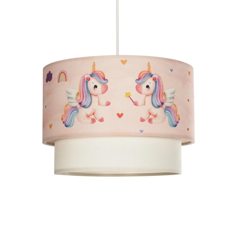 GloboStar® PONY 204-0016 Παιδικό Κρεμαστό Φωτιστικό Φιγούρα Μονόφωτο 1 x E27 IP20 Ροζ Ύφασμα - Μ30 x Π30 x Υ70cm