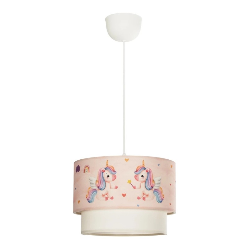 GloboStar® PONY 204-0016 Παιδικό Κρεμαστό Φωτιστικό Φιγούρα Μονόφωτο 1 x E27 IP20 Ροζ Ύφασμα - Μ30 x Π30 x Υ70cm