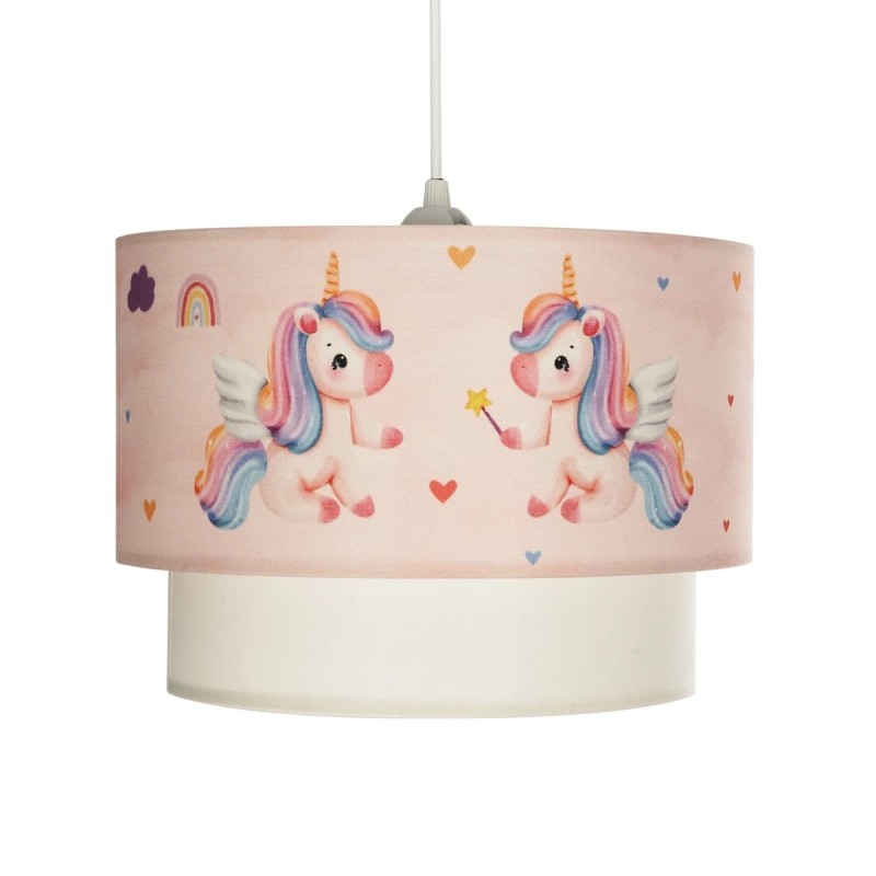 GloboStar® PONY 204-0016 Παιδικό Κρεμαστό Φωτιστικό Φιγούρα Μονόφωτο 1 x E27 IP20 Ροζ Ύφασμα - Μ30 x Π30 x Υ70cm