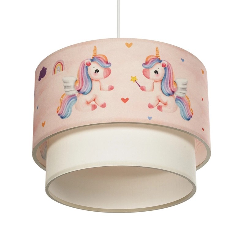 GloboStar® PONY 204-0016 Παιδικό Κρεμαστό Φωτιστικό Φιγούρα Μονόφωτο 1 x E27 IP20 Ροζ Ύφασμα - Μ30 x Π30 x Υ70cm