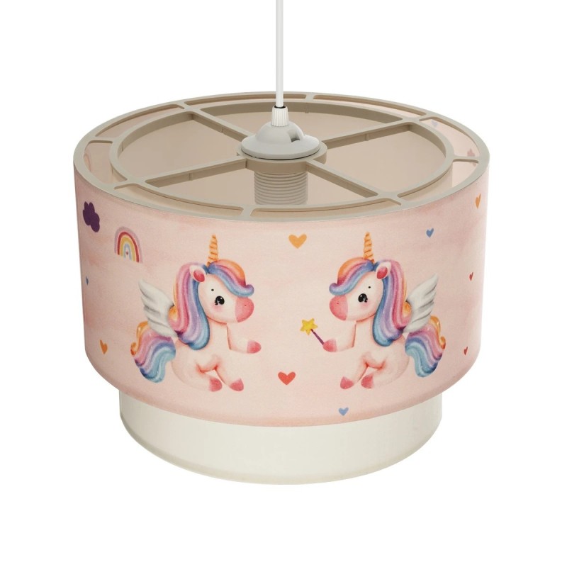 GloboStar® PONY 204-0016 Παιδικό Κρεμαστό Φωτιστικό Φιγούρα Μονόφωτο 1 x E27 IP20 Ροζ Ύφασμα - Μ30 x Π30 x Υ70cm