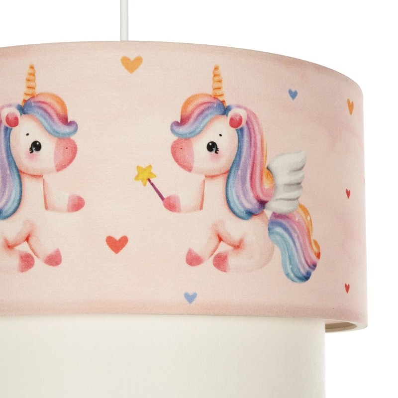 GloboStar® PONY 204-0016 Παιδικό Κρεμαστό Φωτιστικό Φιγούρα Μονόφωτο 1 x E27 IP20 Ροζ Ύφασμα - Μ30 x Π30 x Υ70cm