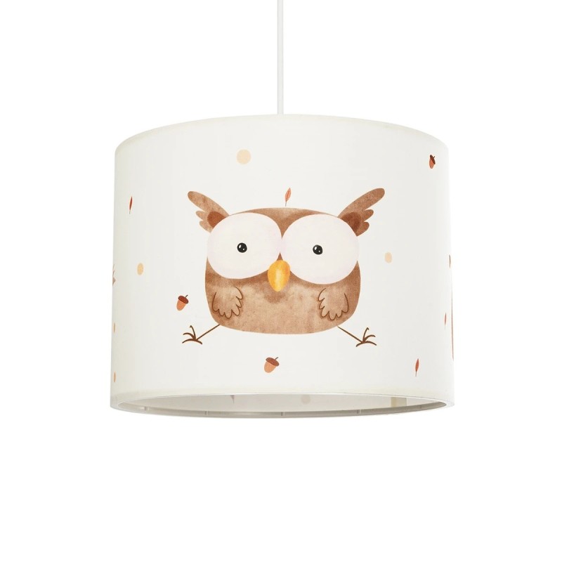 GloboStar® OWL 204-0017 Παιδικό Κρεμαστό Φωτιστικό Φιγούρα Μονόφωτο 1 x E27 IP20 Λευκό Ύφασμα - Μ28 x Π28 x Υ70cm