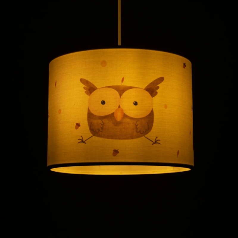 GloboStar® OWL 204-0017 Παιδικό Κρεμαστό Φωτιστικό Φιγούρα Μονόφωτο 1 x E27 IP20 Λευκό Ύφασμα - Μ28 x Π28 x Υ70cm