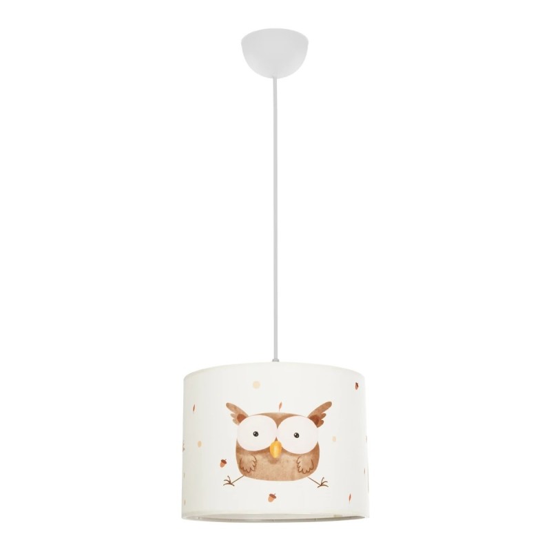 GloboStar® OWL 204-0017 Παιδικό Κρεμαστό Φωτιστικό Φιγούρα Μονόφωτο 1 x E27 IP20 Λευκό Ύφασμα - Μ28 x Π28 x Υ70cm