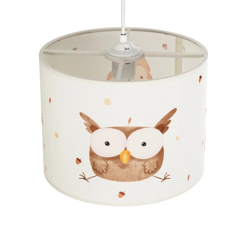 GloboStar® OWL 204-0017 Παιδικό Κρεμαστό Φωτιστικό Φιγούρα Μονόφωτο 1 x E27 IP20 Λευκό Ύφασμα - Μ28 x Π28 x Υ70cm