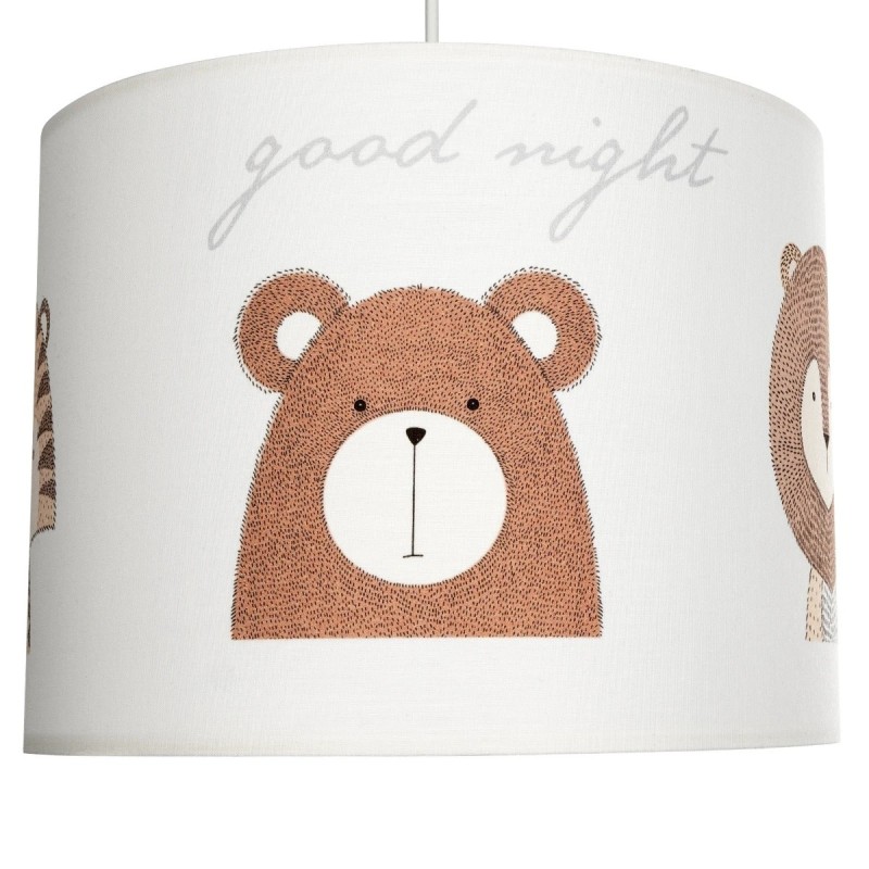 GloboStar® BEAR 204-0018 Παιδικό Κρεμαστό Φωτιστικό Φιγούρα Μονόφωτο 1 x E27 IP20 Λευκό Ύφασμα - Μ28 x Π28 x Υ70cm