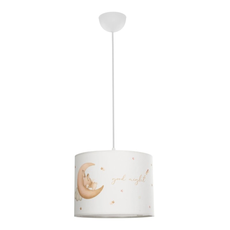 GloboStar® MOON 204-0019 Παιδικό Κρεμαστό Φωτιστικό Φιγούρα Μονόφωτο 1 x E27 IP20 Λευκό Ύφασμα - Μ28 x Π28 x Υ70cm