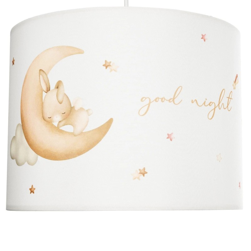 GloboStar® MOON 204-0019 Παιδικό Κρεμαστό Φωτιστικό Φιγούρα Μονόφωτο 1 x E27 IP20 Λευκό Ύφασμα - Μ28 x Π28 x Υ70cm