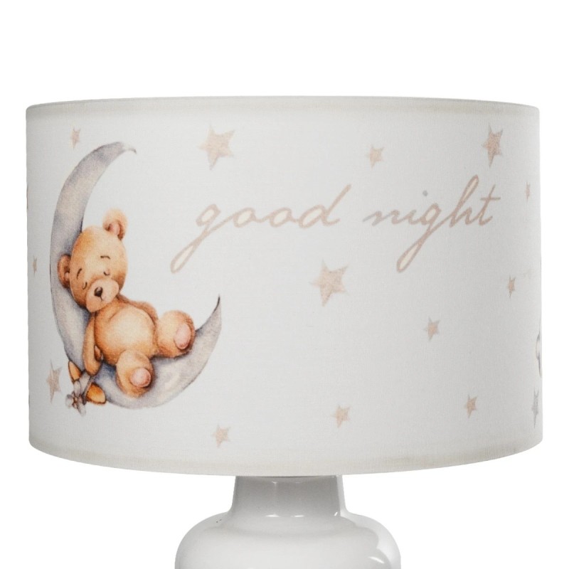 GloboStar® MOON 204-0023 Παιδικό Eπιτραπέζιο Φωτιστικό Φιγούρα Μονόφωτο 1 x E27 IP20 Λευκό Ύφασμα - Μ24 x Π24 x Υ32cm