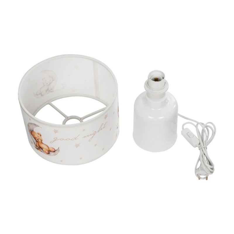 GloboStar® MOON 204-0023 Παιδικό Eπιτραπέζιο Φωτιστικό Φιγούρα Μονόφωτο 1 x E27 IP20 Λευκό Ύφασμα - Μ24 x Π24 x Υ32cm