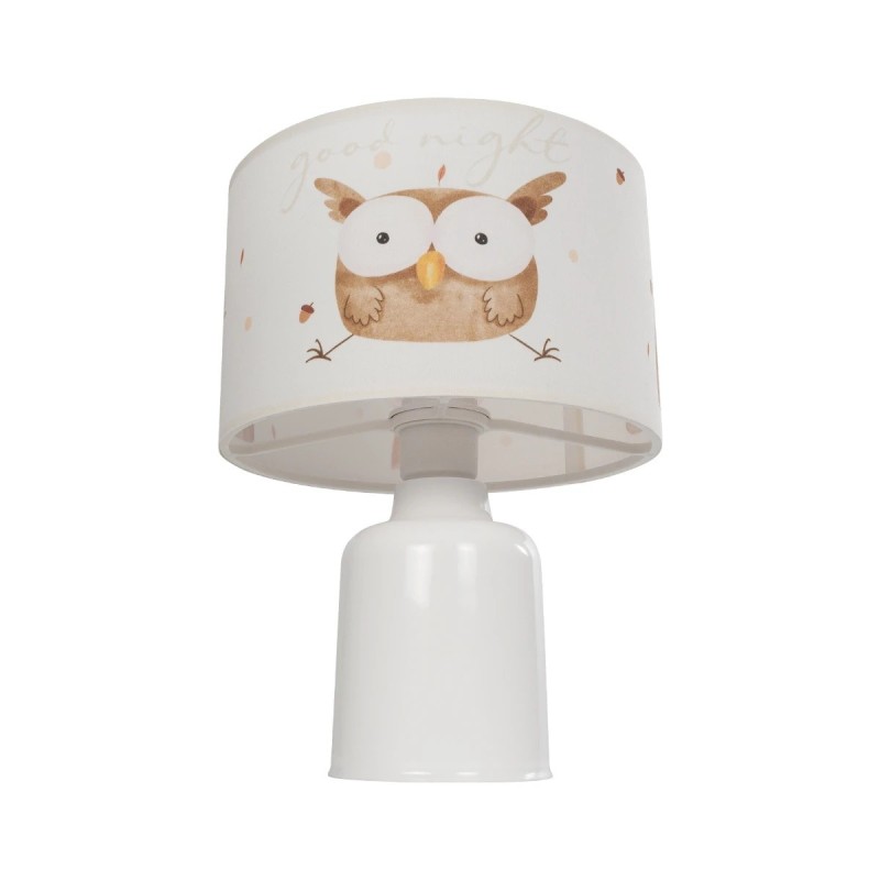 GloboStar® OWL 204-0024 Παιδικό Eπιτραπέζιο Φωτιστικό Φιγούρα Μονόφωτο 1 x E27 IP20 Λευκό & Πορτοκαλί Ύφασμα - Μ24 x Π24 x Υ32cm