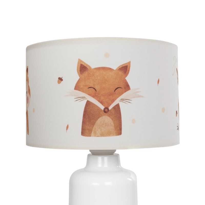 GloboStar® OWL 204-0024 Παιδικό Eπιτραπέζιο Φωτιστικό Φιγούρα Μονόφωτο 1 x E27 IP20 Λευκό & Πορτοκαλί Ύφασμα - Μ24 x Π24 x Υ32cm