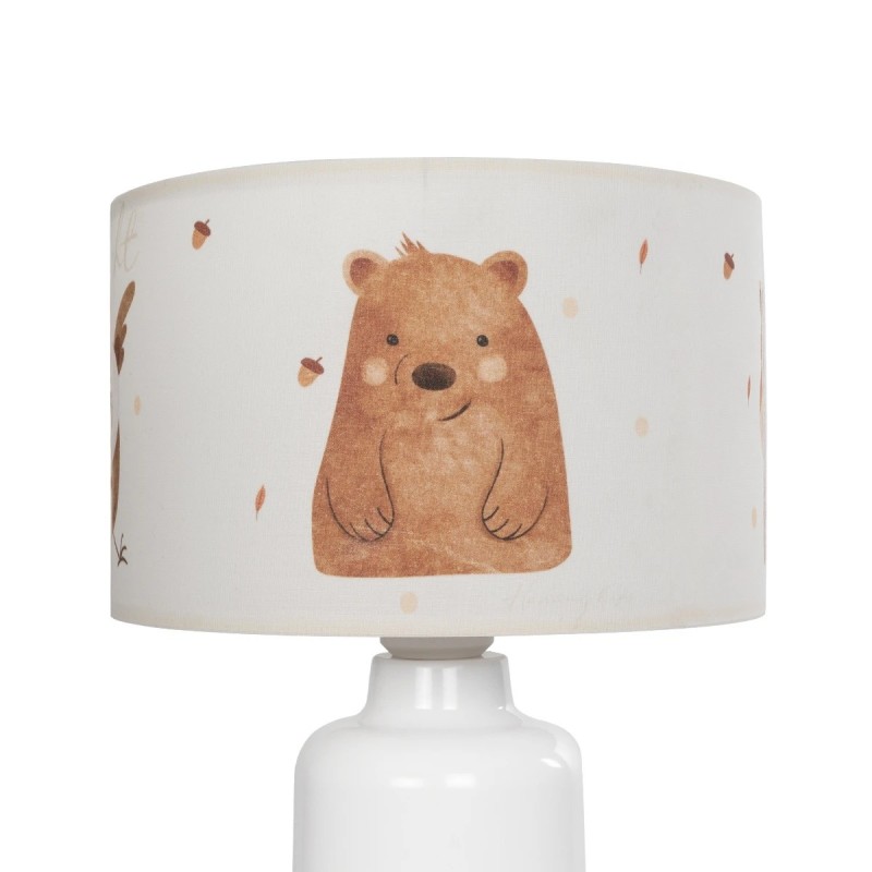 GloboStar® OWL 204-0024 Παιδικό Eπιτραπέζιο Φωτιστικό Φιγούρα Μονόφωτο 1 x E27 IP20 Λευκό & Πορτοκαλί Ύφασμα - Μ24 x Π24 x Υ32cm