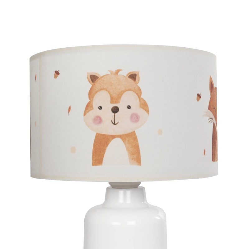 GloboStar® OWL 204-0024 Παιδικό Eπιτραπέζιο Φωτιστικό Φιγούρα Μονόφωτο 1 x E27 IP20 Λευκό & Πορτοκαλί Ύφασμα - Μ24 x Π24 x Υ32cm