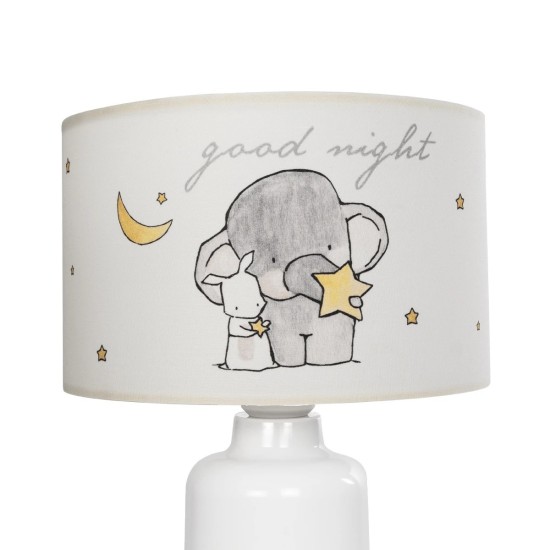GloboStar® ELEPHANT 204-0025 Παιδικό Eπιτραπέζιο Φωτιστικό Φιγούρα Μονόφωτο 1 x E27 IP20 Λευκό & Γκρι Ύφασμα - Μ24 x Π24 x Υ32cm