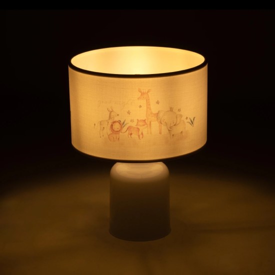 GloboStar® GIRAFFE 204-0026 Παιδικό Eπιτραπέζιο Φωτιστικό Φιγούρα Μονόφωτο 1 x E27 IP20 Λευκό Ύφασμα - Μ24 x Π24 x Υ32cm