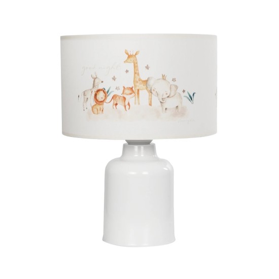 GloboStar® GIRAFFE 204-0026 Παιδικό Eπιτραπέζιο Φωτιστικό Φιγούρα Μονόφωτο 1 x E27 IP20 Λευκό Ύφασμα - Μ24 x Π24 x Υ32cm