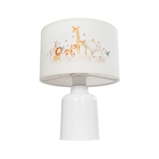 GloboStar® GIRAFFE 204-0026 Παιδικό Eπιτραπέζιο Φωτιστικό Φιγούρα Μονόφωτο 1 x E27 IP20 Λευκό Ύφασμα - Μ24 x Π24 x Υ32cm