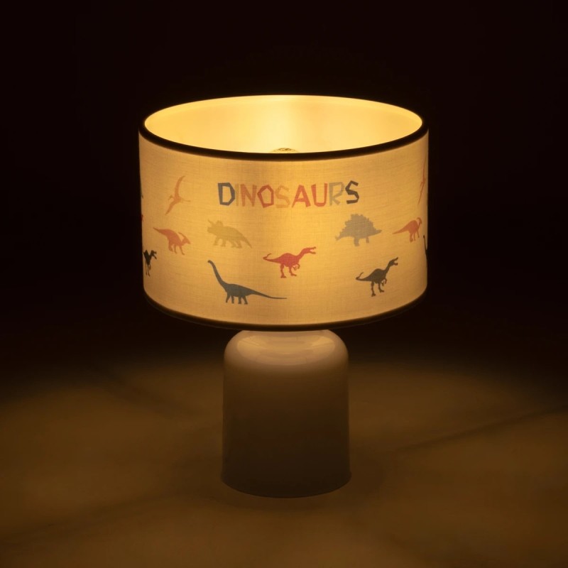 GloboStar® DINO 204-0028 Παιδικό Eπιτραπέζιο Φωτιστικό Φιγούρα Μονόφωτο 1 x E27 IP20 Λευκό Ύφασμα - Μ24 x Π24 x Υ32cm