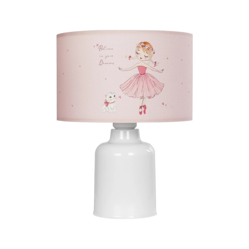 GloboStar® BALLERINA 204-0029 Παιδικό Eπιτραπέζιο Φωτιστικό Πορτατίφ Μονόφωτο 1 x E27 IP20 Πολύχρωμο Ύφασμα με Λευκό Πλαστικό - Μ24 x Π24 x Υ32cm