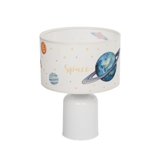 GloboStar® SATURN 204-0030 Παιδικό Eπιτραπέζιο Φωτιστικό Φιγούρα Μονόφωτο 1 x E27 IP20 Μπεζ Ύφασμα - Μ24 x Π24 x Υ32cm