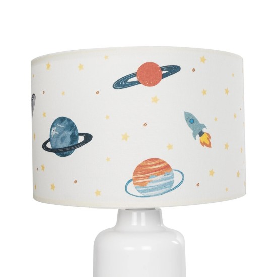 GloboStar® SATURN 204-0030 Παιδικό Eπιτραπέζιο Φωτιστικό Φιγούρα Μονόφωτο 1 x E27 IP20 Μπεζ Ύφασμα - Μ24 x Π24 x Υ32cm