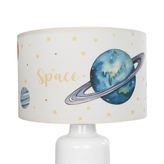GloboStar® SATURN 204-0030 Παιδικό Eπιτραπέζιο Φωτιστικό Φιγούρα Μονόφωτο 1 x E27 IP20 Μπεζ Ύφασμα - Μ24 x Π24 x Υ32cm