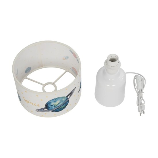 GloboStar® SATURN 204-0030 Παιδικό Eπιτραπέζιο Φωτιστικό Φιγούρα Μονόφωτο 1 x E27 IP20 Μπεζ Ύφασμα - Μ24 x Π24 x Υ32cm