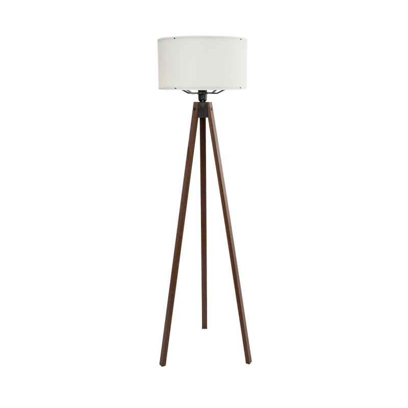 GloboStar® SAGA 204-0031 Μοντέρνο Eπιδαπέδιο Φωτιστικό Μονόφωτο 1 x E27 IP20 Καρυδί Ξύλο με Μπεζ Ύφασμα - Μ38 x Π38 x Υ140cm