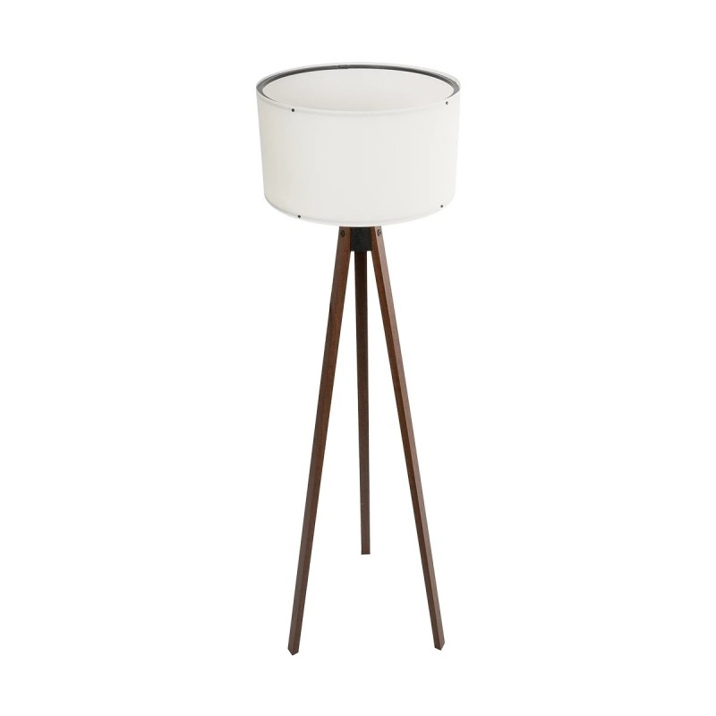 GloboStar® SAGA 204-0031 Μοντέρνο Eπιδαπέδιο Φωτιστικό Μονόφωτο 1 x E27 IP20 Καρυδί Ξύλο με Μπεζ Ύφασμα - Μ38 x Π38 x Υ140cm