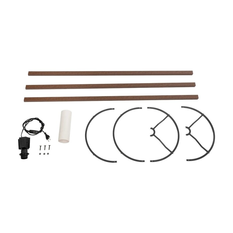 GloboStar® SAGA 204-0031 Μοντέρνο Eπιδαπέδιο Φωτιστικό Μονόφωτο 1 x E27 IP20 Καρυδί Ξύλο με Μπεζ Ύφασμα - Μ38 x Π38 x Υ140cm