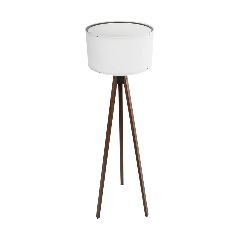 GloboStar® SAGA 204-0032 Μοντέρνο Eπιδαπέδιο Φωτιστικό Μονόφωτο 1 x E27 IP20 Καρυδί Ξύλο με Λευκό Ύφασμα - Μ38 x Π38 x Υ140cm