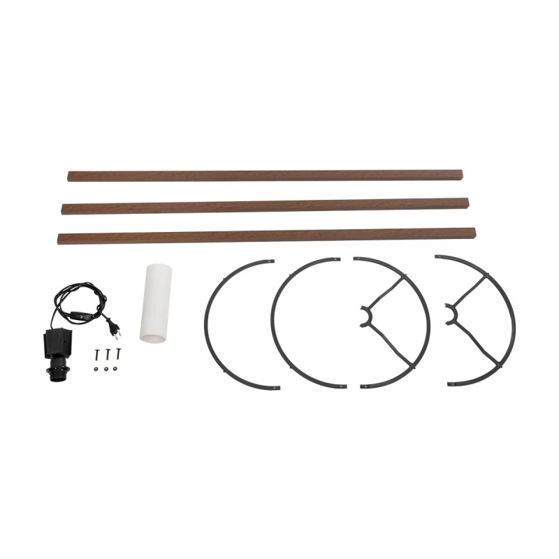 GloboStar® SAGA 204-0032 Μοντέρνο Eπιδαπέδιο Φωτιστικό Μονόφωτο 1 x E27 IP20 Καρυδί Ξύλο με Λευκό Ύφασμα - Μ38 x Π38 x Υ140cm