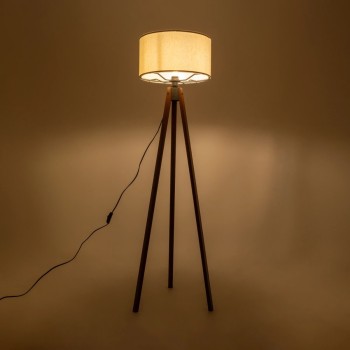 GLOBOSTAR® SAGA 204-0035 Μοντέρνο Επιδαπέδιο Φωτιστικό με Ντουί 1 x E27 AC 220-240V IP20 - Καφέ & Λευκό - Μ38 x Π38 x Υ140cm