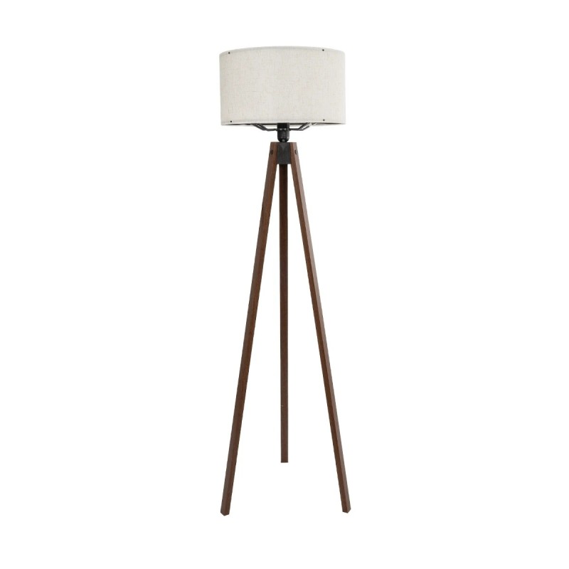 GloboStar® SAGA 204-0035 Μοντέρνο Eπιδαπέδιο Φωτιστικό Μονόφωτο 1 x E27 IP20 Καρυδί Ξύλο με Λευκό Ύφασμα - Μ38 x Π38 x Υ140cm