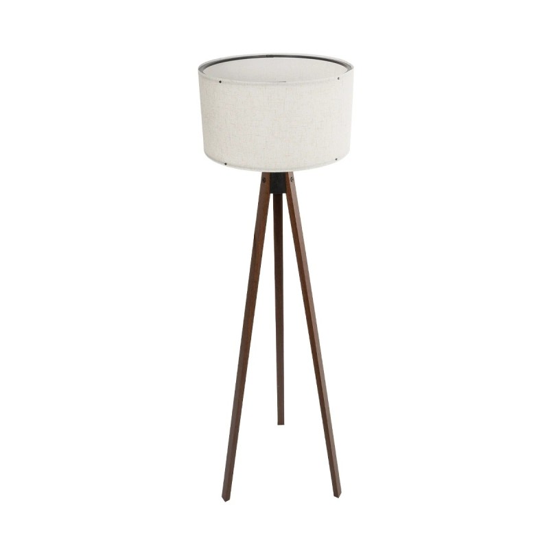 GloboStar® SAGA 204-0035 Μοντέρνο Eπιδαπέδιο Φωτιστικό Μονόφωτο 1 x E27 IP20 Καρυδί Ξύλο με Λευκό Ύφασμα - Μ38 x Π38 x Υ140cm