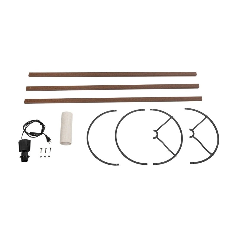 GloboStar® SAGA 204-0035 Μοντέρνο Eπιδαπέδιο Φωτιστικό Μονόφωτο 1 x E27 IP20 Καρυδί Ξύλο με Λευκό Ύφασμα - Μ38 x Π38 x Υ140cm