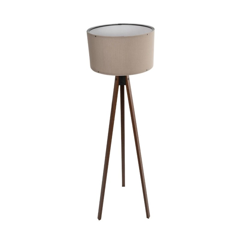 GloboStar® SAGA 204-0036 Μοντέρνο Eπιδαπέδιο Φωτιστικό Μονόφωτο 1 x E27 IP20 Καρυδί Ξύλο με Γκρι Ύφασμα - Μ38 x Π38 x Υ140cm