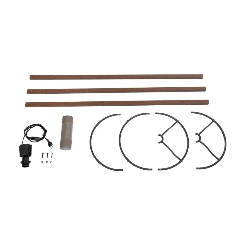 GloboStar® SAGA 204-0036 Μοντέρνο Eπιδαπέδιο Φωτιστικό Μονόφωτο 1 x E27 IP20 Καρυδί Ξύλο με Γκρι Ύφασμα - Μ38 x Π38 x Υ140cm