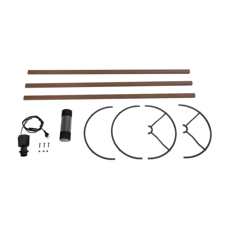 GloboStar® SAGA 204-0038 Μοντέρνο Eπιδαπέδιο Φωτιστικό Μονόφωτο 1 x E27 IP20 Καρυδί Ξύλο με Μαύρο Ύφασμα - Μ38 x Π38 x Υ140cm