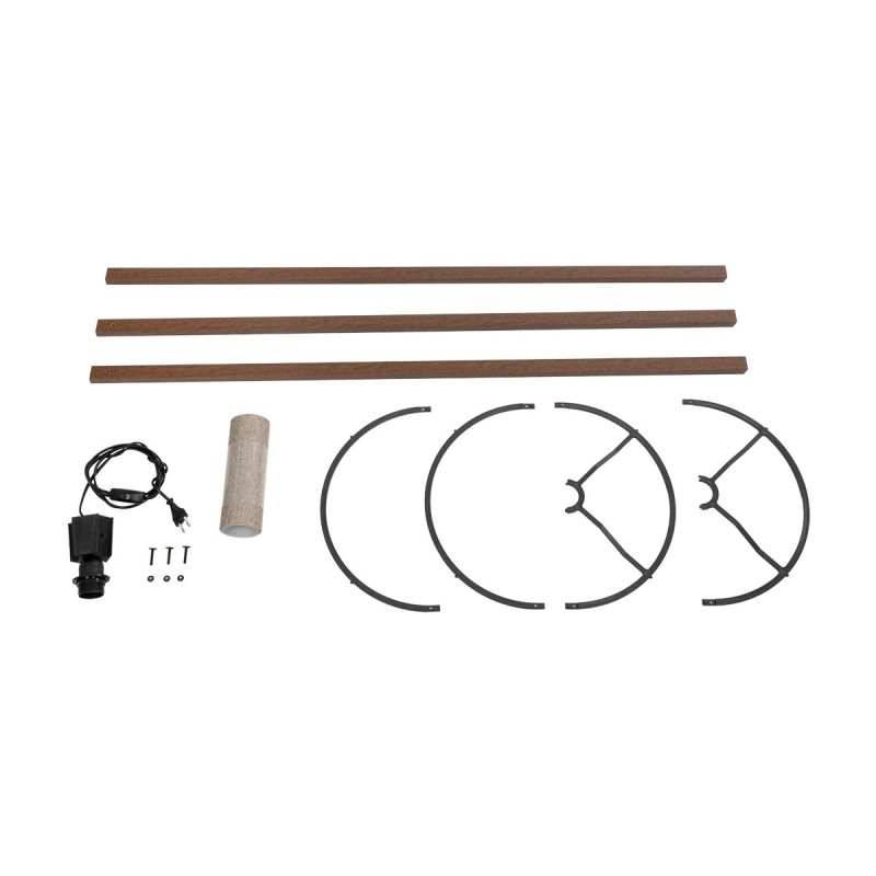 GloboStar® SAGA 204-0039 Μοντέρνο Eπιδαπέδιο Φωτιστικό Μονόφωτο 1 x E27 IP20 Καρυδί Ξύλο με Μπεζ Ύφασμα - Μ38 x Π38 x Υ140cm