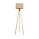GloboStar® SAGA 204-0043 Μοντέρνο Eπιδαπέδιο Φωτιστικό Μονόφωτο 1 x E27 IP20 Μπεζ Ξύλο με Μπεζ Ύφασμα - Μ38 x Π38 x Υ140cm