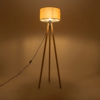 GLOBOSTAR® SAGA 204-0043 Μοντέρνο Επιδαπέδιο Φωτιστικό με Ντουί 1 x E27 AC 220-240V IP20 - Μπεζ - Μ38 x Π38 x Υ140cm