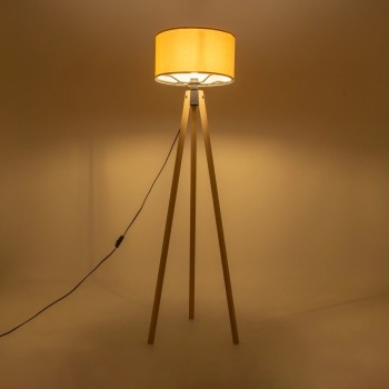 GLOBOSTAR® SAGA 204-0045 Μοντέρνο Επιδαπέδιο Φωτιστικό με Ντουί 1 x E27 AC 220-240V IP20 - Μπεζ & Κίτρινο - Μ38 x Π38 x Υ140cm