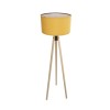 GloboStar® SAGA 204-0045 Μοντέρνο Eπιδαπέδιο Φωτιστικό Μονόφωτο 1 x E27 IP20 Μπεζ Ξύλο με Κίτρινο Ύφασμα - Μ38 x Π38 x Υ140cm