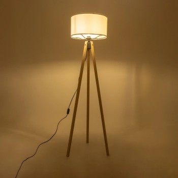 GLOBOSTAR® SAGA 204-0046 Μοντέρνο Επιδαπέδιο Φωτιστικό με Ντουί 1 x E27 AC 220-240V IP20 - Μπεζ & Λευκό - Μ38 x Π38 x Υ140cm