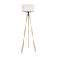GloboStar® SAGA 204-0046 Μοντέρνο Eπιδαπέδιο Φωτιστικό Μονόφωτο 1 x E27 IP20 Μπεζ Ξύλο με Λευκό Ύφασμα - Μ38 x Π38 x Υ140cm